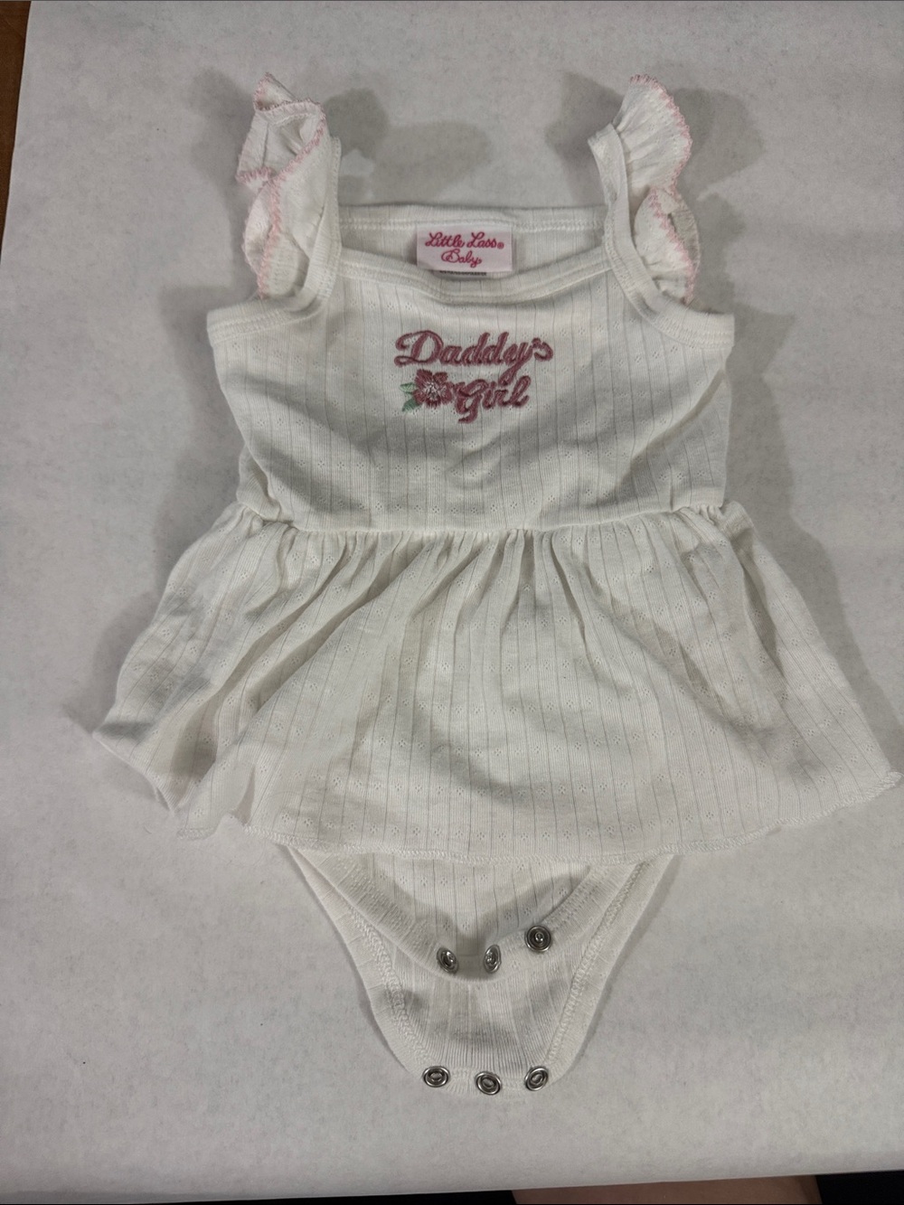 Little Lass White Ruffled 'Daddy's Girl' One-Piece